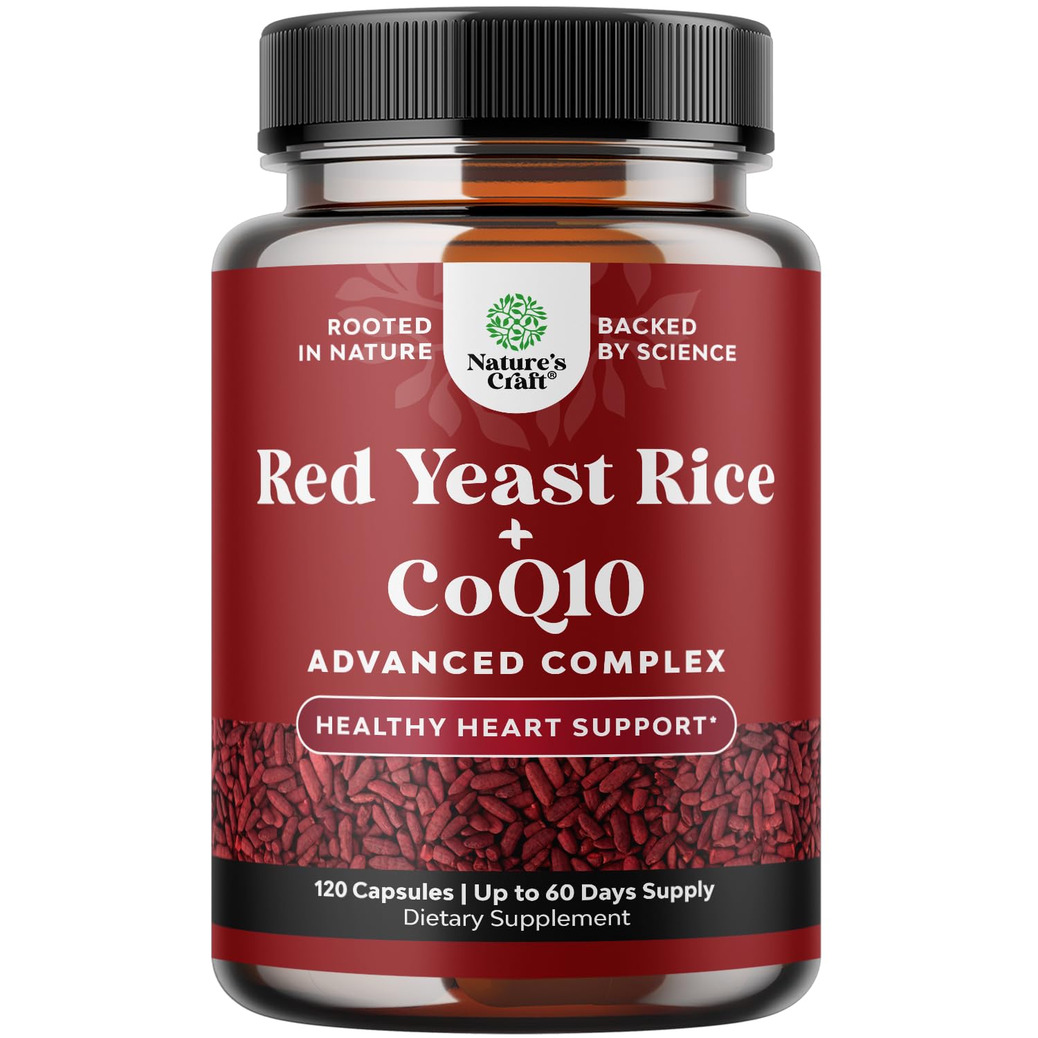 Red Yeast Rice with CoQ10 Supplement - Advanced Healthy Heart & Healthy Cholesterol Levels Formula for Men & Women - Extra Strength Capsule with Red Yeast Rice 1200 mg Capsules with CoQ10-120 Count