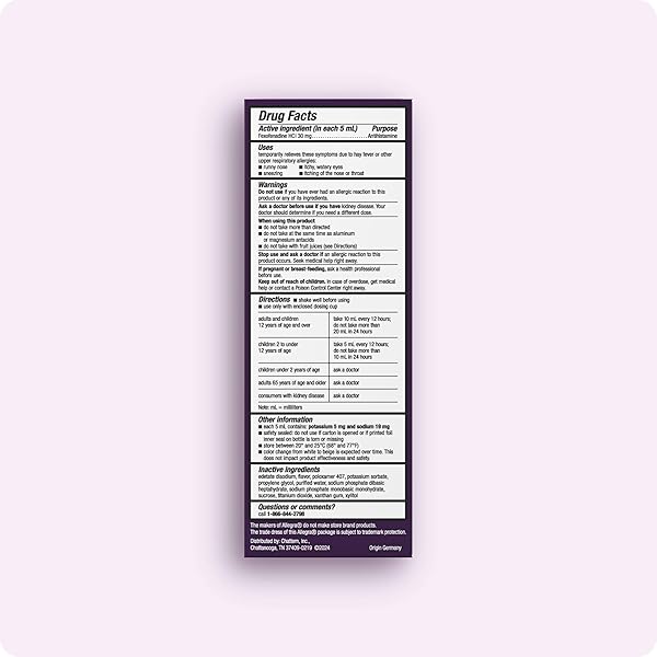 ALLEGRA CHILDREN’S 12-HOUR ALLERGY RELIEF LIQUID, NON-DROWSY INDOOR AND OUTDOOR ALLERGY MEDICINE, 30 MG FEXOFENADINE HCI ANTIHISTAMINE FOR KIDS, BERRY FLAVOR, 8 OZ