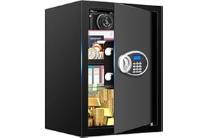 VIDXCVIT 3.3 Cubic Feet Home Safe Fireproof Waterproof, Digital Home Security Safe Box with Programmable Keypad and Spare Keys, Document Safe for Money Firearms Medicine Valuables