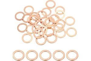 PATIKIL M14 Copper Washer Sealing Ring, 30 Pieces 14mm ID 20mm OD 1.5mm Thickness Metric Flat Sealing Gasket Crush Washer for