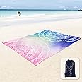 Sunlit Silky Soft Sand Proof Beach Blanket 106"x81" / 85"x72" Sand Proof Mat with Corner Pockets and Mesh Bag for Beach Party, Travel, Camping and Outdoor Music Festival, Mandala