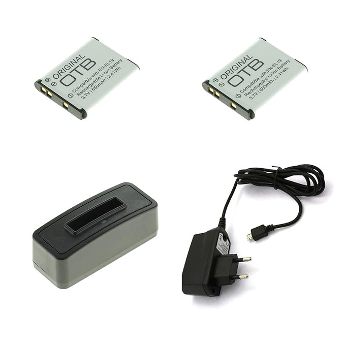 bg-akku24 2 Stück Akku,Ladegerät,Netzteil für Nikon Coolpix A100,A300,S32,S33,S2500,S2600,S2700,S2800,S2900,S3100,S3300,S3500