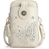 KITEVIUN Small Crossbody Bags for Women, Lightweight Mini Cute Cell Phone Purse for Women with Tassel Shining Butterfly