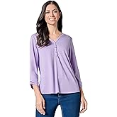 Kasper Women's Drapey Slub Y Neck Tab SLV Henley