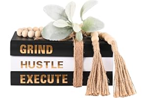 EXOOD Decorative Books for Home Decor, Farmhouse Stack Books, Coffee Table Books Décor for Living Room,Hardcover Faux Books for Decoration,Shelf Display Books Decor Accent,Grind|Hustle|Execute