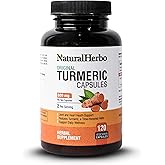 NaturalHerbo Turmeric Capsules - High Potency Turmeric Root Capsules for Joint Support, Mobility, and Wellness – Non-GMO, Gluten-Free, Vegan, Turmeric Supplement,120 Capsules - 800mg