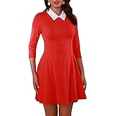 Melynnco Women's Fall Dresses Cute Peter Pan Collar Fit and Flare Short Skater A Line Casual Goth Dress with Sleeves