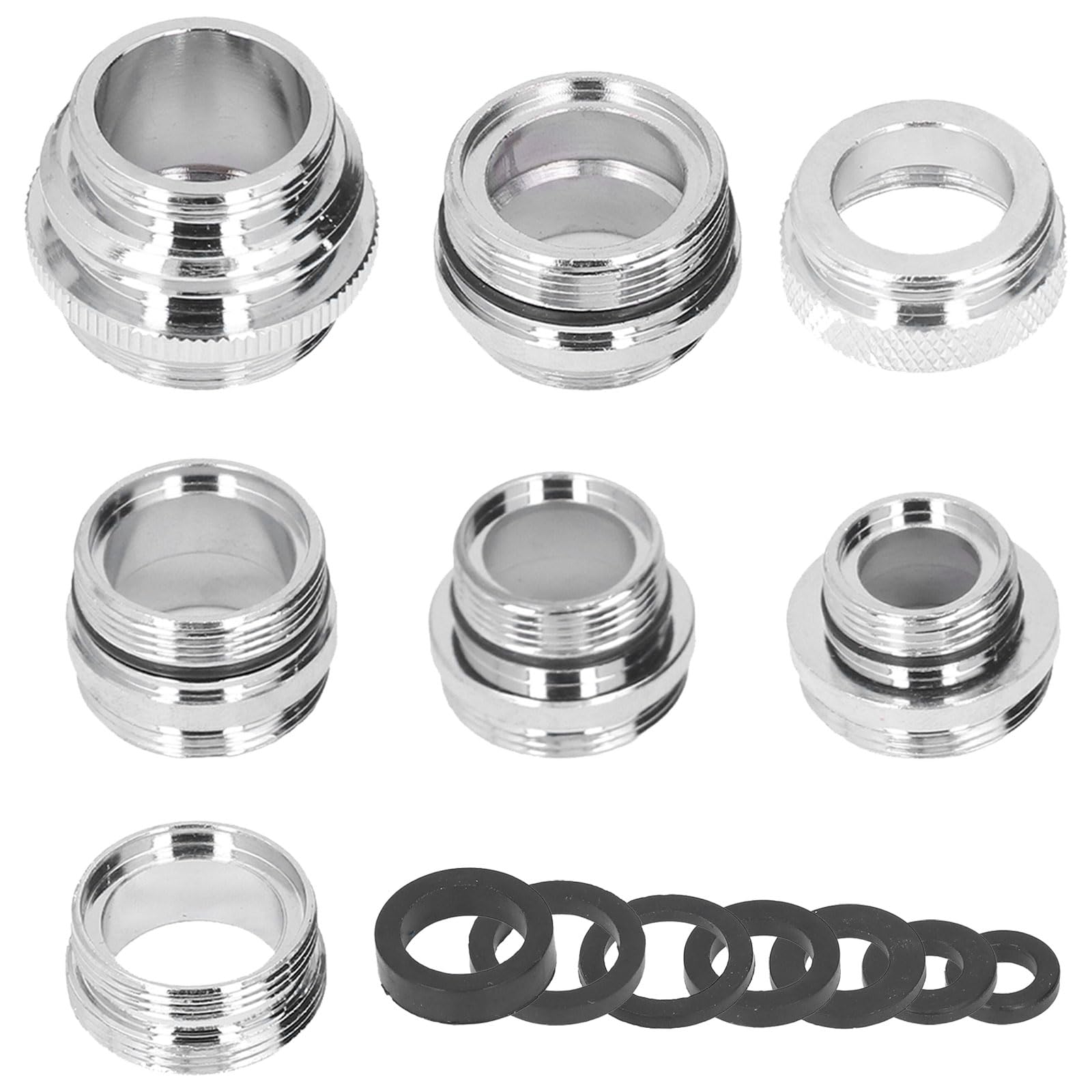 mumisuto Metal Faucet Adaptor Kitchen 7Pcs Faucet Adapter 22mm Male Thread to 24mm Male Thread Brass Tap Aerator Connector with Gaskets Tap for Kitchen Sink Water Saving Aerator Appliance