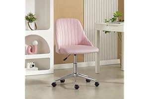 Vinsetto Vanity Chair for Makeup, Velvet Comfy Office Chair with Adjustable Height, Swivel Wheels, Pink