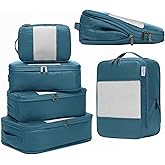6-Pack Large Compression Packing Cubes for Travel - Lightweight Compression Packing Cube Set, Water-Resistant Luggage Organizer Bags & Suitcase Organizers, Travel Cubes for Carry-On, Checked Luggage