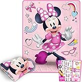 Disney Minnie Mouse Fleece Throw Blanket Set - Bundle with Soft Throw, Stickers, Tattoos, and More | Minnie Mouse 40x50 Woven Blanket for Kids