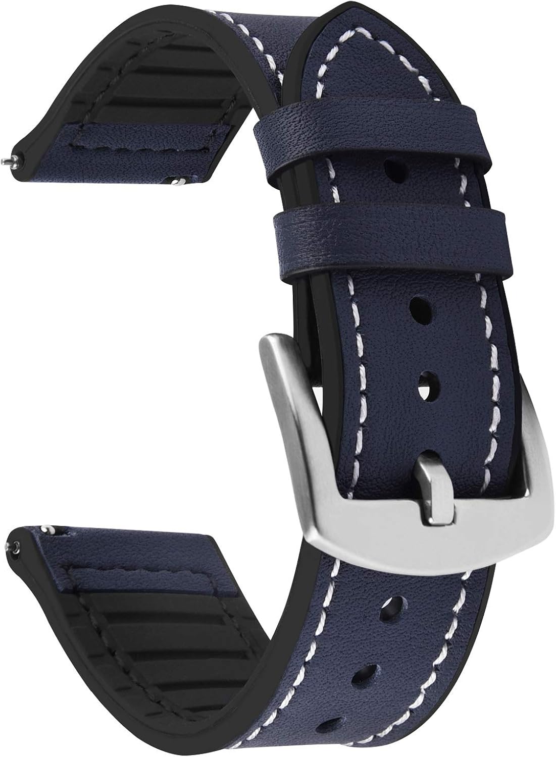 Fullmosa Quick Release Watch Band 22mm 20mm, Leather Silicone Hybrid