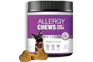 TTLXRL Dog Allergy Chews 200PCs - Dog Allergy and Itching Skin Relief Anti Itch Aller Immune Bites for Dogs Itching Itchy Paw Relief Itch Allergy Probiotics Support Chew Vitamins for Skin and Coat Allergies