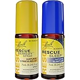 Day & Night Bundle, Bach RESCUE REMEDY Spray, Natural Stress Relief [and] RESCUE SLEEP Spray, Natural Sleep Aid - 2-Pk, Homeopathic Flower Essence, Vegan, 7mL Ea