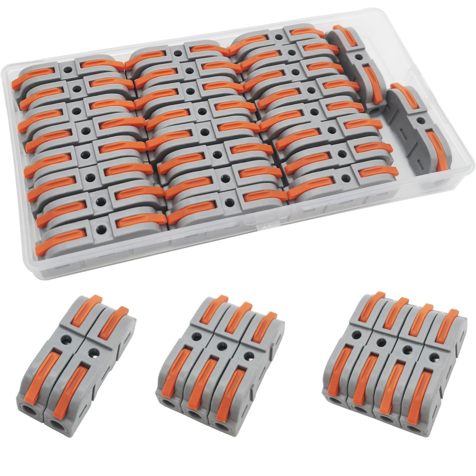 Compact Connectors, CTRICALVER 26pcs SPL-1 Wire Connectors, Quick Terminal Block Splicing Connectors, Lever Nut Assortment Conductor Connector (Free Combination, grey)