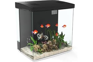 Gugxiom 5L Betta Fish Tank, 1.5 Gallon Mini Small Aquarium with Auto-Cyclic Filtration and LED Lighting, Fish Bowl for Home a