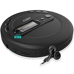 COBY Portable CD Player with Earbuds, FM Radio