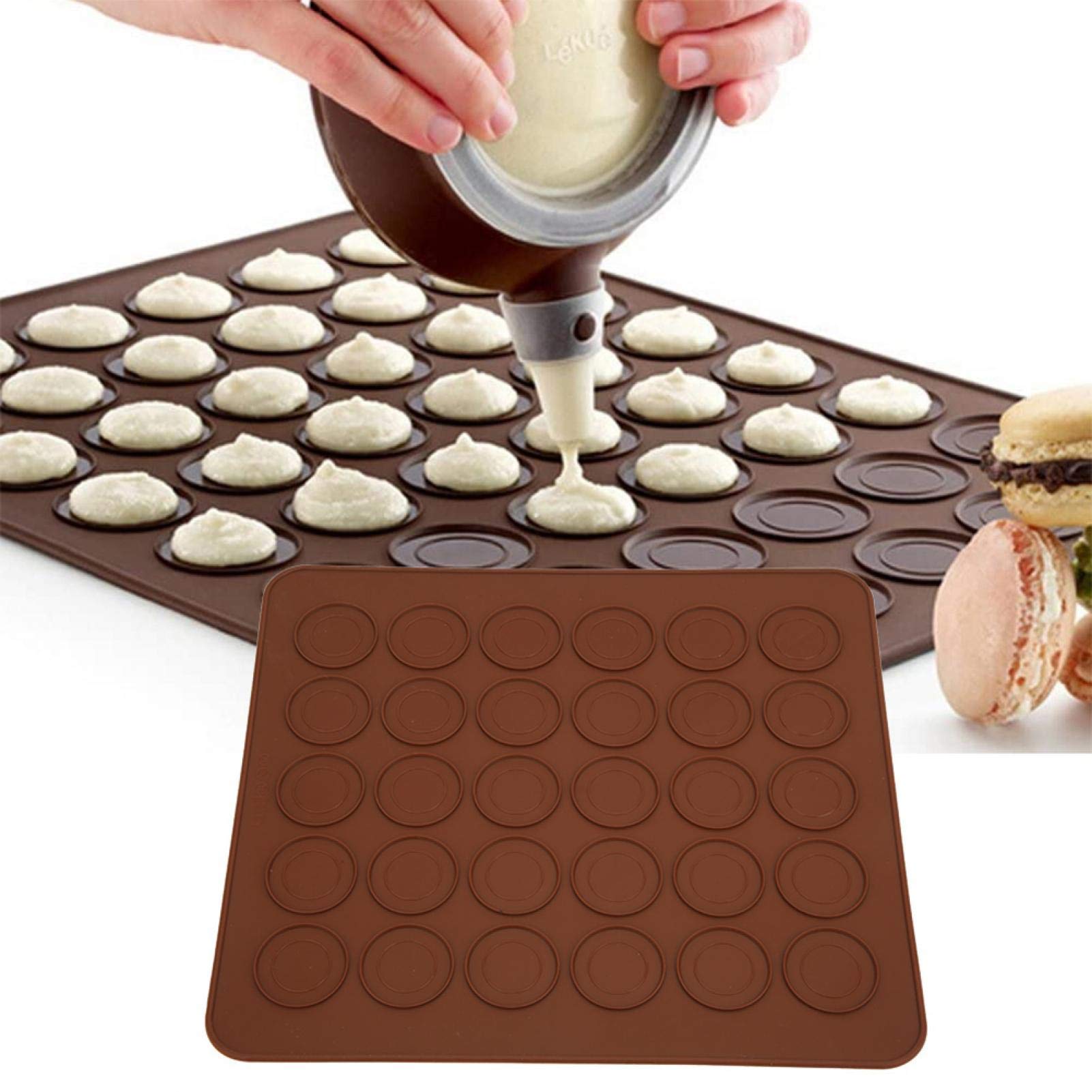 Macaron Baking Mats, 2PCS Silicone Non-Stick Macaron Oven Mat Macaron Baking Mould Pad Pastry Cake Baking Tool Kitchen Accessory for Macarons, Cookies, Pastry, Pizza(30 Holes)