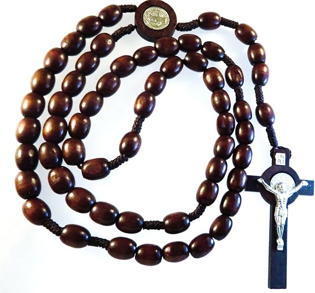 Catholic Rosary Large Wood Beads Rope Prayer Beads Jewelry
