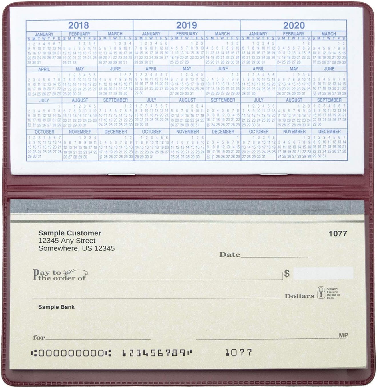 Burgundy Vinyl Checkbook Cover, Top Tear Personal Vinyl Checkbook Cover
