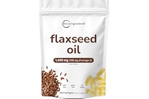 MICRO INGREDIENTS Flaxseed Oil 1,400mg, 300 Liquid Softgels | Flaxseed Oil Supplement with Omega 3, 6, & 9 Fatty Acids + DHA & Alpha Linolenic Acid (ALA) | Fish Free Omega Source | Non-GMO