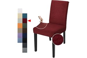 YEMYHOM 2 Packs Latest Checkered Dining Chair Slipcover Parsons Chair Furniture Protector Stretch Chair Covers for Dining Room, Restaurant, Kitchen, Party (Christmas Wine Red)