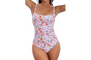 Eomenie Women's One Piece Swimsuits Tummy Control Ruched Bathing Suit 1 Piece Swimwear