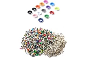 Honkoolly 420 Set 3mm Metal Eyelets Mixed Colors Round Eyelet Grommets for Scrapbooking Card Making Leather Craft Shoes Clothes Paper Craf,30 Set/Colors,14 Colors