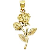 Gold Rose Pendant Charm - 10 Karat Solid Gold - Rose Charm - Flower Jewelry - Gift For her