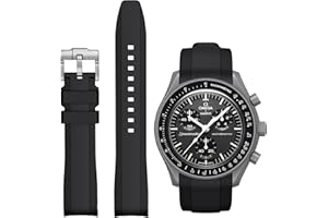 Stanchev Strap for MoonSwatch Watch,Curved Rubber Replacement Band Compatible With Omega X Swatch Speedmaster Moonswatch Watch 20mm,Soft Swatch Omega Strap for Men Women