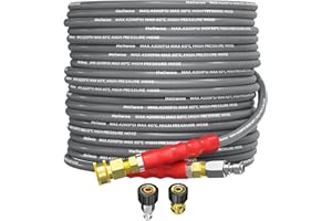 Heliwoo Pressure Washer Hose 50ft, 4200PSI Wire Braid Power Washer Extension Hose 1/4 Inch High Tensile, Flexible Kink Resistant Heavy Duty Replacement Hose with 3/8 Quick Connect