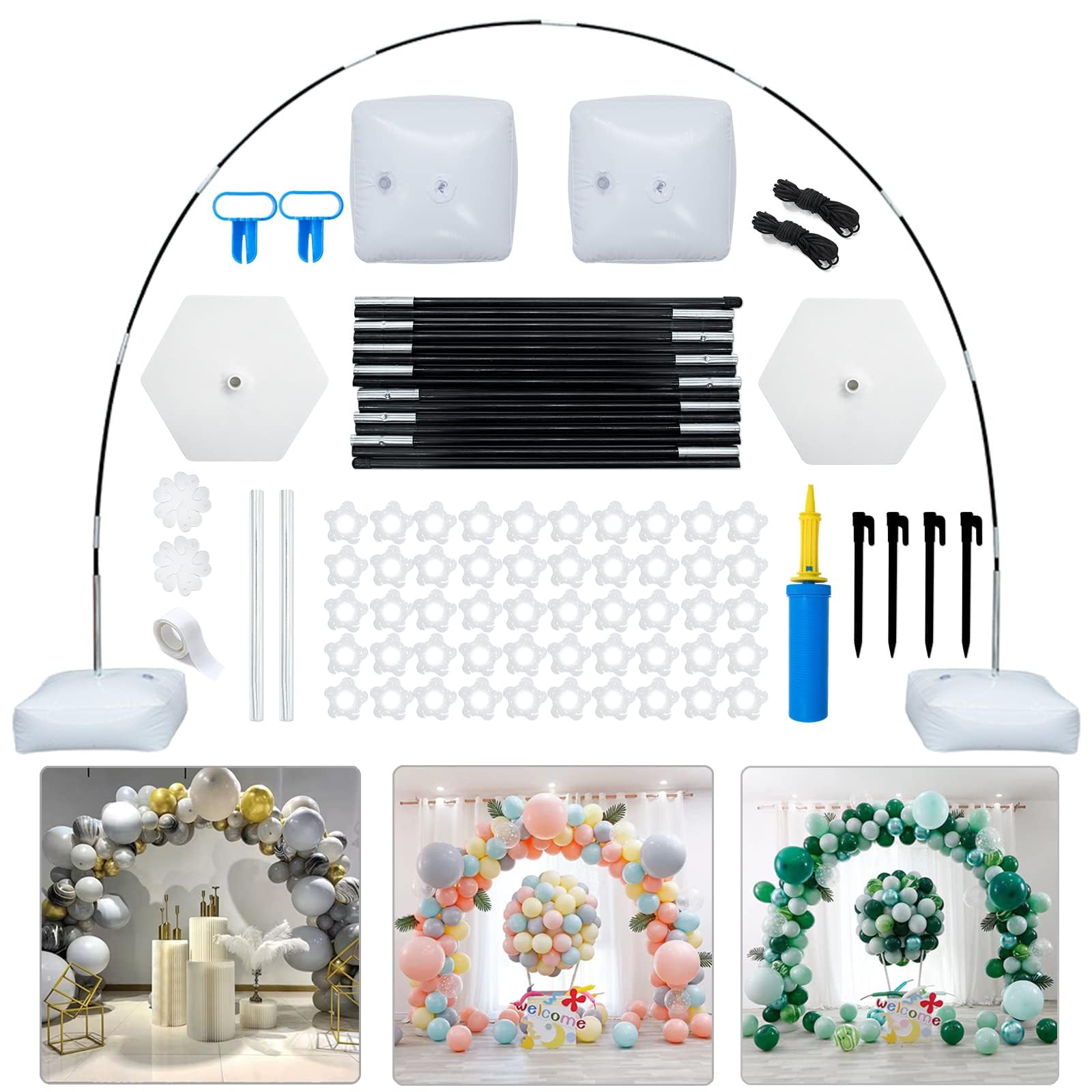 Reusable Balloon Arch Stand Kit with Base, Adjustable Balloon Arch Frame 10FT Wide & 9FT Tall for Graduation Wedding Birthday Baby Shower Party Supplies Halloween Decoraitons (Black)