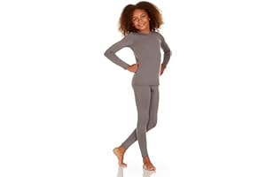 Thermajane Thermal Underwear for Kids Long Johns, Girls Thermal Underwear Set, Base Layer Kids Long Underwear (Grey, Small)