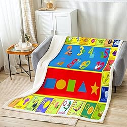 Twin 60"x80" Educational Learning Fuzzy Blanket