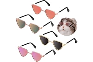 Molain Cat Sunglasses- Pet Puppy UV Protection Sunglasses Dolls Sun Glasses, Small Dog Cosplay Photo Props Cute Sunglasses (4Pcs-Heart Sunglasses)