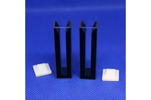 LAB4US Quartz Semi-Micro cuvette Cell Black Walls (2pcs) with Lid for spectrophotometer, Quartz Semi Micro Cuvettes Cells, 10mm Pathlength, 1.4ml, 2 Clear Sides