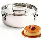 8 inch Flan Molds for Baking, Stainless Steel Quesillera Molde De Flan | Silver Flan Baking Pan for Instant Pot 3 6 8 QT, Molde Para Hacer Flan Mold, Flan Dish Molde Flan Instant Pot Cake Pan