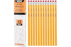 Sikao Pencils, Pencils #2, 12Pack Number 2 Pencils Bulk, Wood Pencils for Kids Sketching Drawing, Yellow HB No #2 Pencils with Erasers, Classroom Must Haves Essentials for Teachers, School Supplies