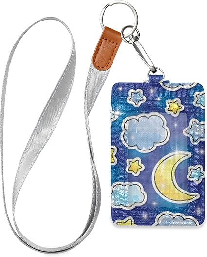 Amazon Co Jp Idカードホルダー 可愛い 星 月 首かけ Idカードケース ネームホルダー Icカードホルダー クレジットカード 名札ケース 社員証 名刺入れ Puレザー 吊り下げ ネックストラップ付き 文房具 オフィス用品