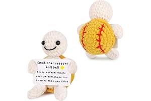 JoycuFF Funny Mini Crochet Softball Turtle Gifts - Emotional Positive Inspirational Softball Stocking Stuffers Gift for Lovers, Players, Fans - White Elephant Christmas Handmade Gifts for Her