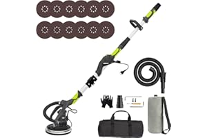 Electric Drywall Sander with Vacuum Dust Collector, IMQUALI® 9.5A 1050W Floor Sanders for Wood Floor with Variable Speed 600-2600RPM, Extendable Handle, LED Light, 12pcs Sanding Discs, Green, IM03