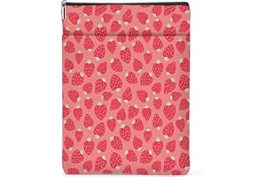 NGZS Cute Strawberry Book Sleeve, Book Covers for Paperbacks, Fruit Book Pouch Book Protector, Book Lovers Gifts for Women Girls Daughter, Book Accessories Book Club Gifts Christmas Birthday Gifts