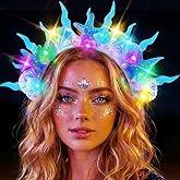 EVAZEN Light Up Mermaid Headband Glowing Rave Hair Piece Led Meimaid Crown Costume for Women