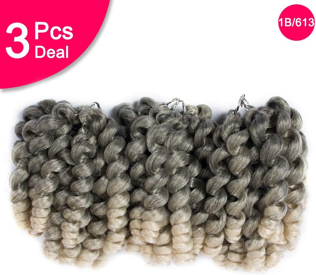 Wand curl Crochet Hair (8inch 3pack) Jamaican Bounce Twist African Braiding Hair For Women. (8inch, 1B/613)