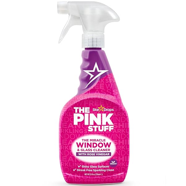 THE PINK STUFF STARDROPS MIRACLE WINDOW AND GLASS CLEANER WITH ROSE VINEGAR SPRAY 750ML 20759