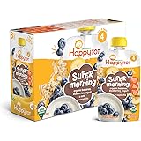 Happy Tot Organics Stage 4 Super Morning Organics Bananas Blueberries Yogurt & Oats + Super Chia, 4 Ounce Pouch (Pack of 8) p