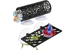 Abizoo Betta Fish Tank Accessories Decorations,Betta Tunnel Swim Tube Black Soft Edged Betta Hammock Bed, Shrimp Guppies Hideout Betta Shelter Toys, Aquarium Moss Ledge - Perfect for Betta Tanks