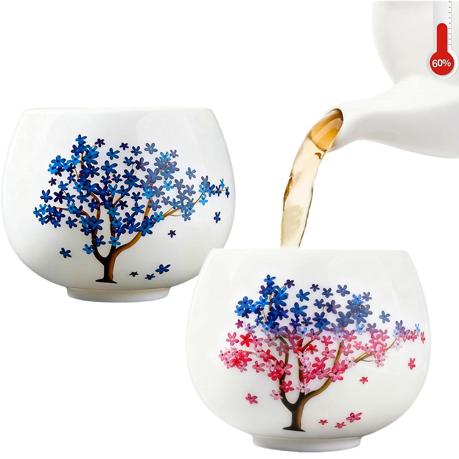 Photo 1 of **DIRTY**HOHCNA Heat Changing Sensitive Cherry Blossoms Tea Cup, Japanese Style Color Changing Ceramic Coffee Mug, Unique Magic Coffee Tea Cup for Gift Valentines (5 oz)