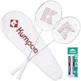 KUMPOO Badminton Racket Professional, Carbon Fiber Shaft Badminton Racket Set with Cover Bag, Pro Badminton Racquet Lightweight for Beginners Outdoor Games