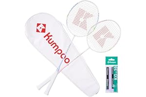 KUMPOO Badminton Racket Carbon Fiber, Badminton Racquet Set with Cover, Badminton Professional Racket Durable for Beginners Outdoor Games Gym